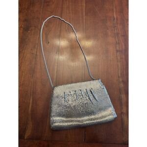 Vintage Whiting & Davis Silver Tone Mesh Evening Purse Rhinestone‎